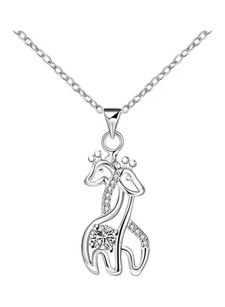 Rhodium Plated Ziron Studded Pendant Necklace 