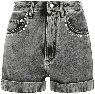 Alessandra Rich Logo Patch Denim Shorts