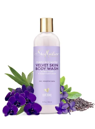 Shea Moisture Velvet Skin Body Wash for Dry Skin, Purple Rice Water with Shea Butter, 13 oz (384 ml) 