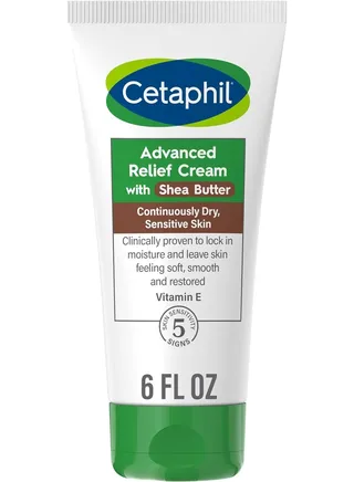 Advanced Relief Lotion from Cetaphil, enriched with Shea Butter for dry and sensitive skin, to continuously moisturize it for 48 hours, for all skin colors and types, does not cause allergies, fragran 
