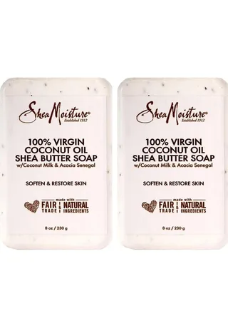 Shea Moisture Soap 8 oz 100% Virgin Coconut Oil and Shea (236 ml) (Pack of 2) 