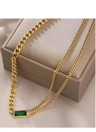 Fixed gold stainless steel chain, length 45cm + 5cm extension 
