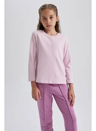 Girl Regular Fit Crew Neck Long Sleeve Knitted Long Sleeve Body 