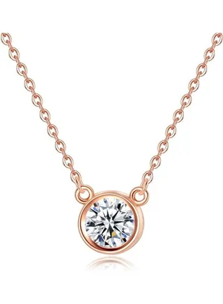 S925 Sterling Silver Crystal Studded Pendant Necklace 