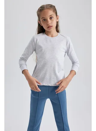 Girl Regular Fit Crew Neck Long Sleeve Knitted Long Sleeve Body 