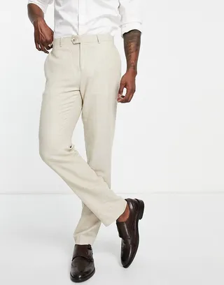 Gianni Feraud wedding slim fit linen suit pants