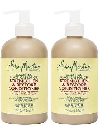 Shea Moisture Jamaican Black Castor Oil 13 oz Skin Strengthening, Grow & Restore Conditioner with Shea Butter, Peppermint and Keratin - Sulfate Free and Color Safe - Value Pack of 2 each 