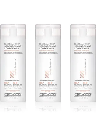 Giovanni Eco Chic 50:50 Balanced Moisturizing and Soothing Conditioner, 8.5 oz - pH Balanced Leave-In for Over-Treated Hair, Sulfate Free, Color Safe (Pack of 3) 