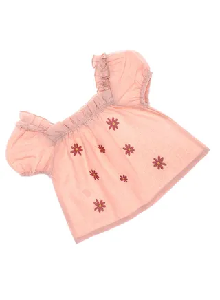 Stitched Nude Flowers Over Heather Simon Girls Top 