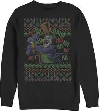 Men's Batman Ugly Christmas Joker Ha Ha Sweatshirt - Black - Small
