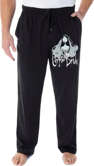 Tim Burton's Corpse Bride Men's Emily Character Loungewear Pajama Pants (MD) Black