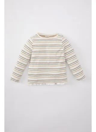 Babygirl Regular Fit Bike Neck Knitted Long Sleeve T-Shirt 