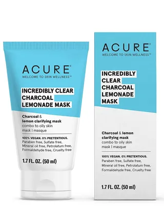 Incredible Clear Mask with Charcoal and Lemon Juice from Acure | For oily to normal skin prone to pimples Enriched with charcoal, lemon and clay ingredients that work to remove impurities Capacity: 1. 