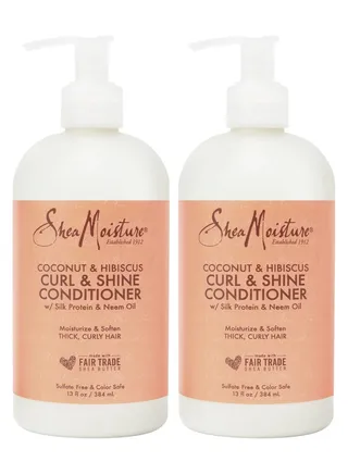 Shea Moisture Curl & Shine Coconut & Hibiscus Conditioner, 13 oz, For Curly Hair (Pack of 2) 