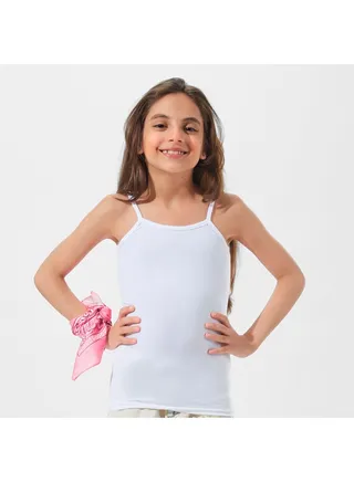 Mojo Girls' Strap Tank Top Comfortable White 