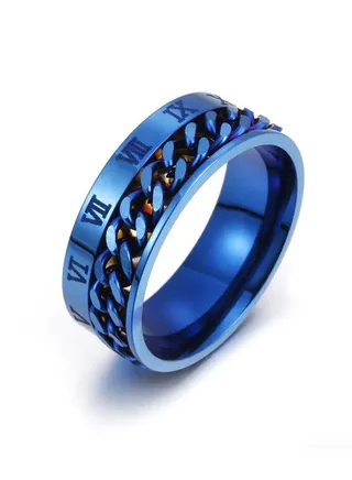 Unisex Roman Numeral Titanium Ring 