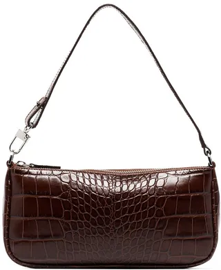 Crocodile-Embossed Shoulder Bag