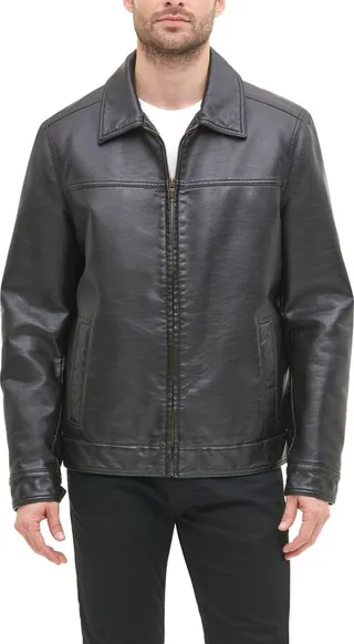 Tommy Hilfiger Men's Faux Leather Laydown Collar Jacket