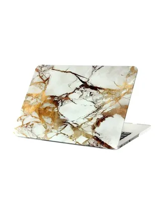 Marble Texture Printed Hard Case For Apple MacBook Pro 13/13.3-Inch White/Gold 