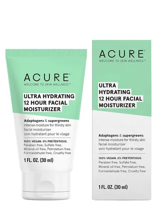 Acure Acure 12 Hour Hydration Moisturizer | 100% vegetarian | Intense moisture for super thirsty skin | Adaptogens & SuperGreens | 1 fl oz, white, from Acure 
