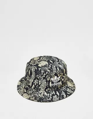 adidas Originals python print bucket hat in brown