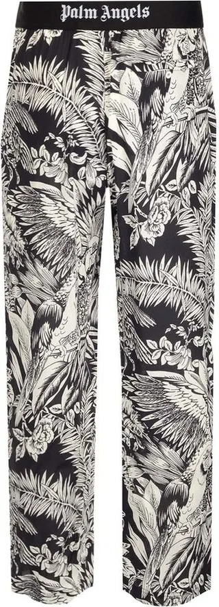 Palm Angels Logo Waistband Jungle Parrots-Print Track Pants