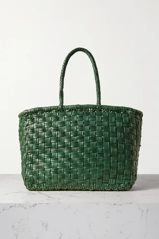 Dragon Diffusion - Large Woven Leather Tote - Green