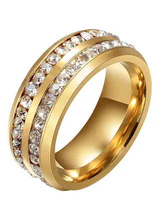 Stone Embellished Titanium Wedding Band 