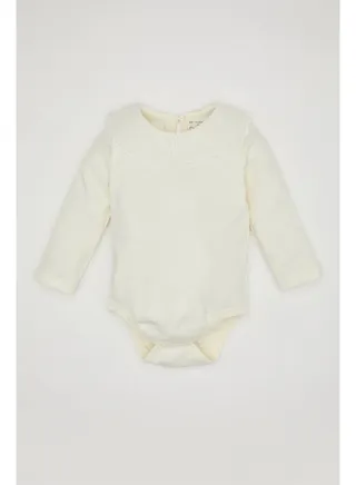 Babygirl New Born Regular Fit Big Neck Knitted Long Sleeve Snap Body 