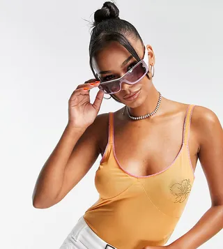 ASYOU picot trim hot fix cami in orange