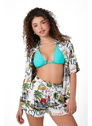 Tropical Beach Graphic Pull-On Shorts 