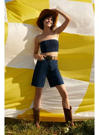 Dark Blue Denim Shorts & Bermuda TWOSS23SR00094 
