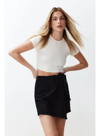 Black Asymmetrical Denim Shorts & Bermuda 