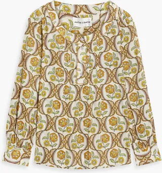 Tanissa pintucked printed cotton-voile blouse