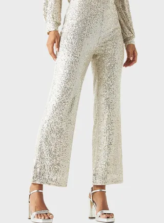 Sequined Wide Leg Pants 