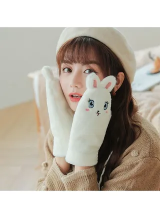 Women's Warm Plush Windproof And Cold Proof Lovely Gloves 