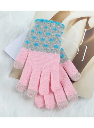 Women's Warm Winter Plush Thick Windproof Cartoon Cute Student Wool Gloves 