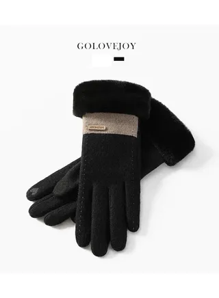 Winter Cold Proof Velvet Thickened Gloves Fingertip Warm Female Gloves 