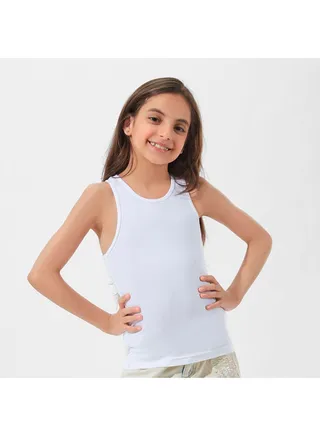 Mojo Girls' Cross Back Top Comfortable White 