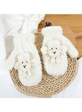 Women's Warm Plush Windproof And Cold Proof Lovely Gloves 
