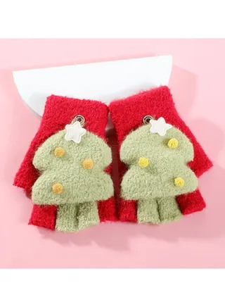 Women's Warm Plush Windproof And Cold Proof Lovely Gloves 