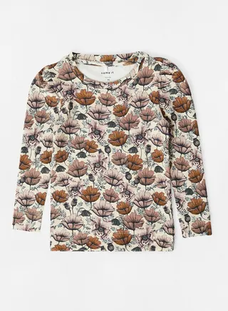 Kids Floral Print T-Shirt Brown 