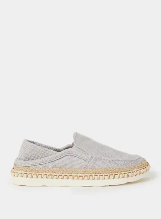 Textured Straw Detail Sole Slip On Casual Shoes