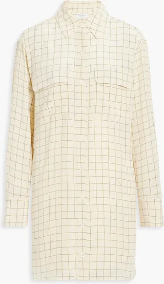 Ellene checked silk-crepe mini shirt dress