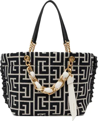 Balmain Black & Off-White 1945 Soft Tote