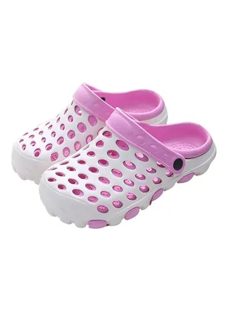 Summer Casual Closed Toe Multi Holes Anti-skid Sandals White/Pink 