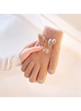 Women's Plush Thermal Knit Touchscreen Thick Gloves 