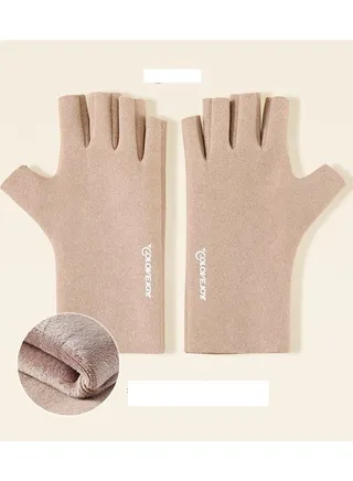 Thin Windproof And Cold Proof Warm Leaky Finger Lady Gloves 