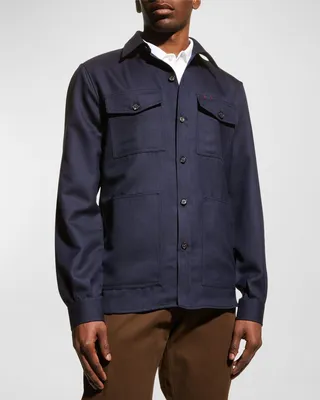 Men's Solid Wool-Cashmere Overshirt