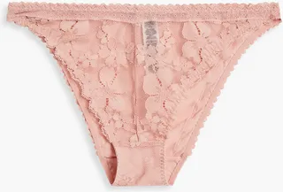 Lace and stretch-jersey mid-rise briefs